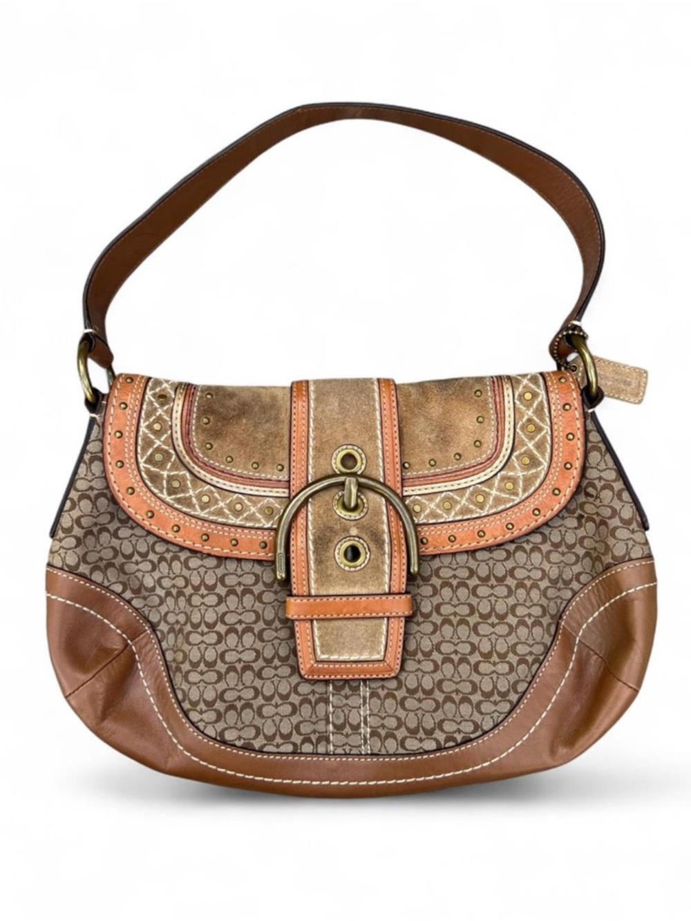 Vintage Coach Soho F11517 Beige Signature Canvas Patchwork Soho Bag